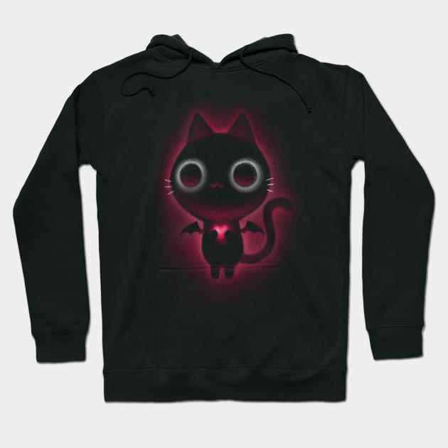 Evil-hearted Black Cat - Cute Glowing Kitty Hoodie by BlancaVidal